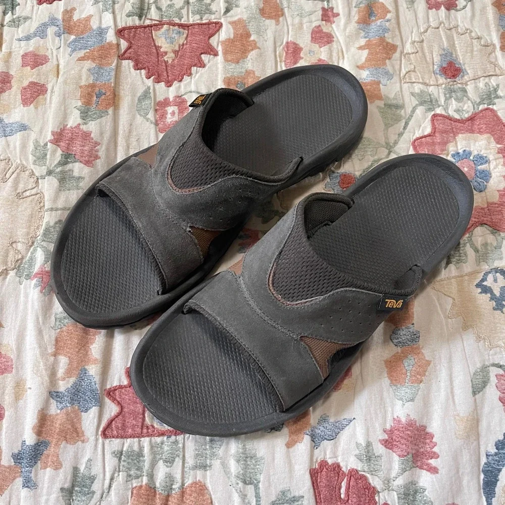 Teva Langdon Slide Sandal Black Brown Men's Size 12 Shoes Beach Pool Gym Water